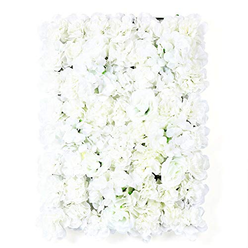 Fetcoi 12/20pcs 40x60Cm Künstliche Blumenwand Hintergrund, Weiß Rosenwand Seidenblume Rosenwand, Für Hochzeit Party Garten Dekor (Stück : 20)