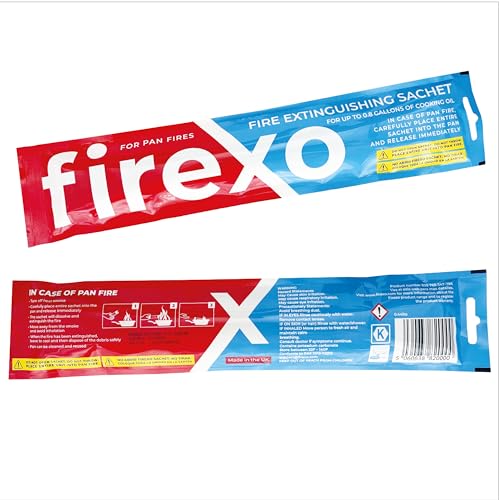 Firexo Kochpfanne Feuerlöscher Sachet – Feuerlöschdecke Alternative – Notfall Feuerlöscher für Öl & Fett Küche Brände, BBQ, Wohnwagen, Wohnmobil, Camping, kleine Feuer – Feuerschutzausrüstung