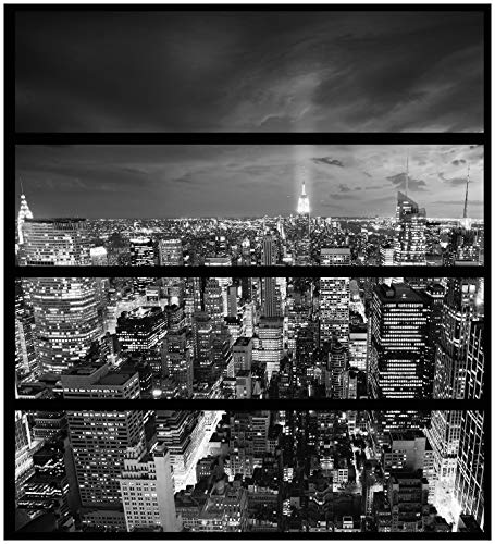 Wallario Möbelfolie/Aufkleber, geeignet für IKEA Malm Kommode mit 4 Schubfächern - Klebefolie New York bei Nacht - Panoramablick über die Stadt - schwarzweiß