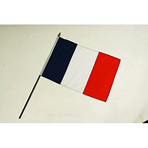 AZ FLAG STOCKFLAGGE Frankreich 45x30cm mit mast - 10 stück FRANZÖSISCHE STOCKFAHNE 30 x 45 cm - flaggen