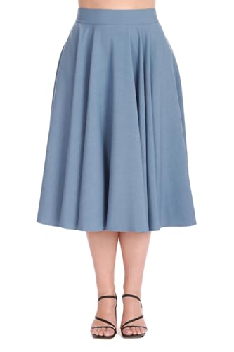 Banned Retro Tellerrock Sway Swing Blau Vintage Skirt, Größe:L
