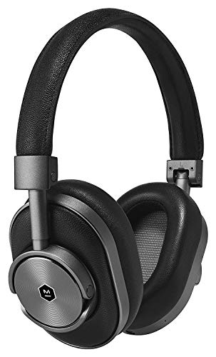 Master & Dynamic MW60 ohrumschließender Qualitäts-Kopfhörer, kabellos, mit Leder sowie mit Bluetooth-4.1 und 45-mm-Neodym-Treibern für hervorragenden Klang, blaugrau / schwarz