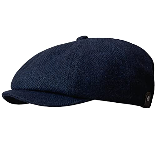 WEROR Herren Schiebermütze Flatcap Cap Mütze Fischgrät WEROR-320.1 (58-59, Marine)