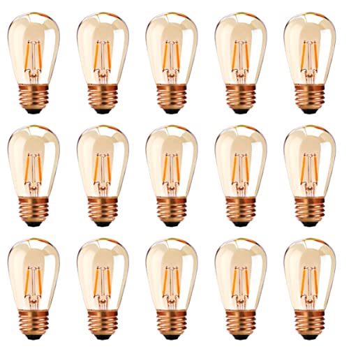 LED Lampe E27,Genixgreen lichterketten für zimmer 1W S14 ST45 LED Birne,LED Beleuchtung warmweiß 2200K,Edison Glühbirne Energie sparen,Entspricht 10W Glühlampe,Nicht dimmbar 15 Pack