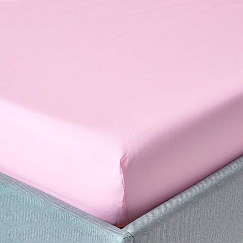 Homescapes Spannbettlaken rosa Spannbetttuch für Matratzengröße 90 x 190 cm, 100% Reine ägyptische Baumwolle Fadendichte 200 Perkal-Bettlaken