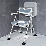 Mobiler Nachttisch für den Haushalt, Duschstuhl, erhöhter Toilettensitz für Senioren, zusammenklappbarer Badezimmerrahmen-Sitzstuhl für Erwachsene, schwangere Frau, max. 150 kg