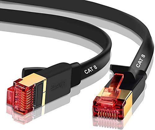 IBRA CAT8-Ethernet-Gigabit-LAN-Netzwerkkabel (RJ45), SSTP, 40 Gbit/s, 2000 MHz, flach, Schwarz, 4 m