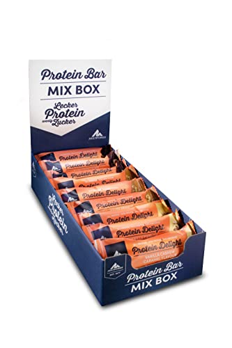 Multipower Protein Delight Mix Box, 18 x 35 g Protein Riegel Box (630 g) - Leckerer Energieriegel - 4 Geschmacksrichtungen