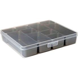 Sunware Q-Line Mixed Box Sortimentkasten + 10 Baskets - 296 x 250 x 52mm - TRANSPARENT/Silber