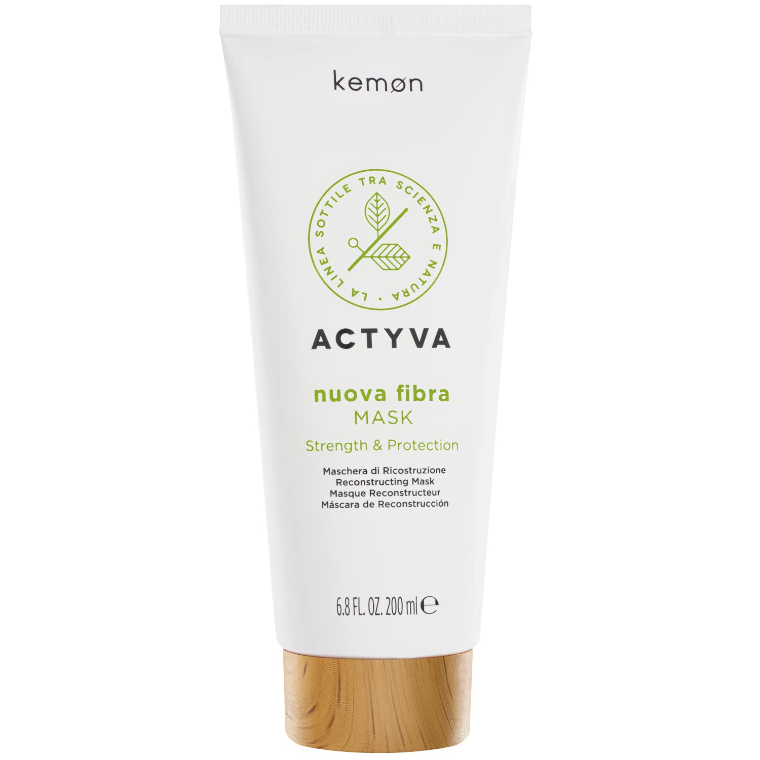 Kemon - Actyva New Fibra Mask, Schutz- und Restrukturierungsmaske für strapaziertes oder strapaziertes Haar mit Amaranth und Rotalgen - 200 ml