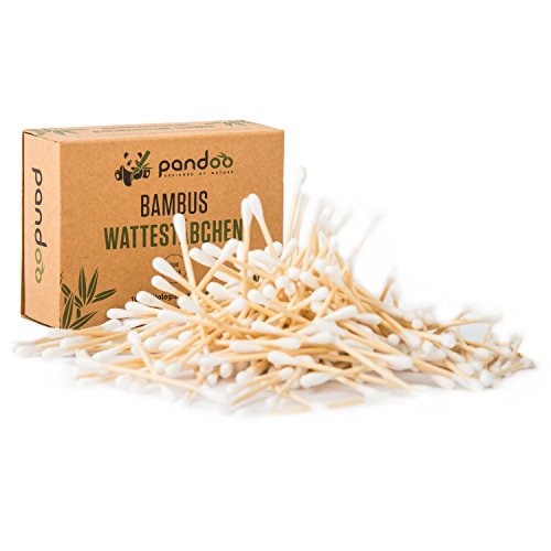 pandoo 14er Pack Bambus Wattestäbchen | 2800 Stück | 100% biologisch abbaubar, vegan & nachhaltig | kompostierbare premium Wattestäbchen | Ohrenstäbchen ohne Plastik