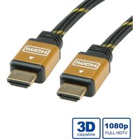 ROLINE Gold - HDMI mit Ethernetkabel - HDMI (M) bis HDMI (M) - 7.5 m - Doppelisolierung - Schwarz, Gold (11.04.5504)