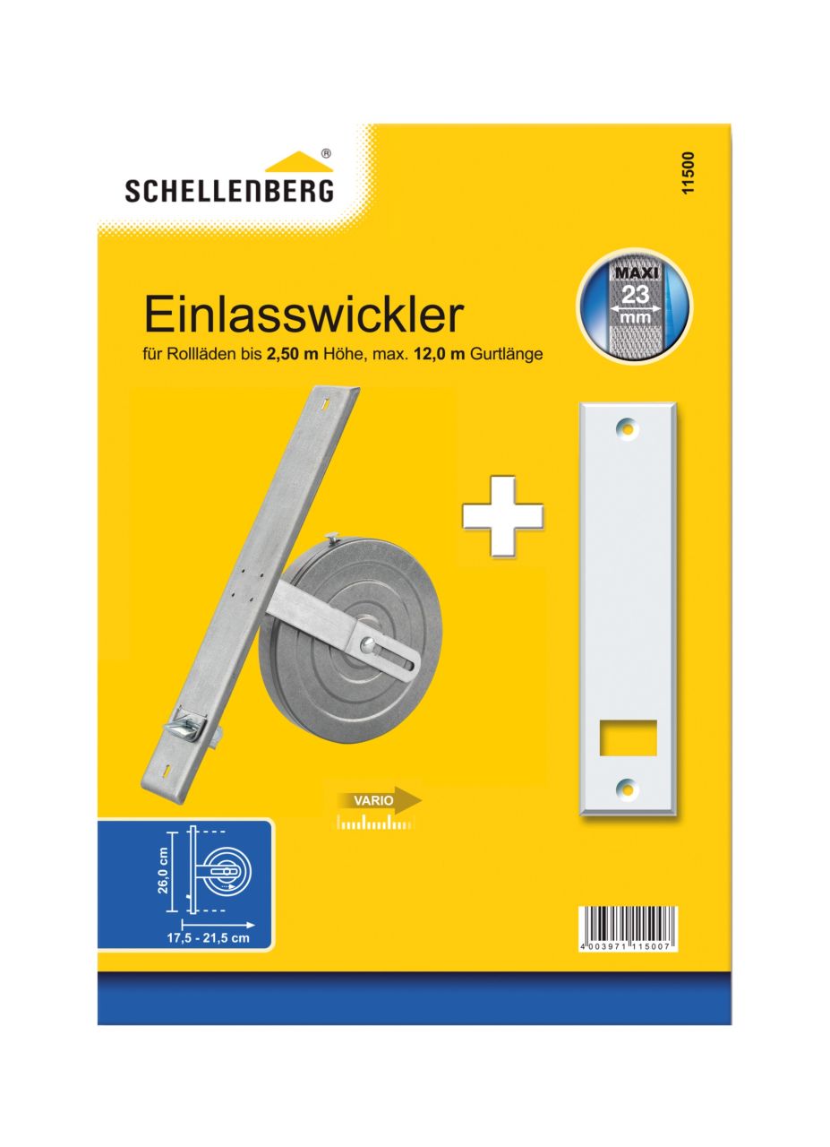 Schellenberg Einlasswickler Maxi, 26 cm inkl. Abdeckplatte weiß