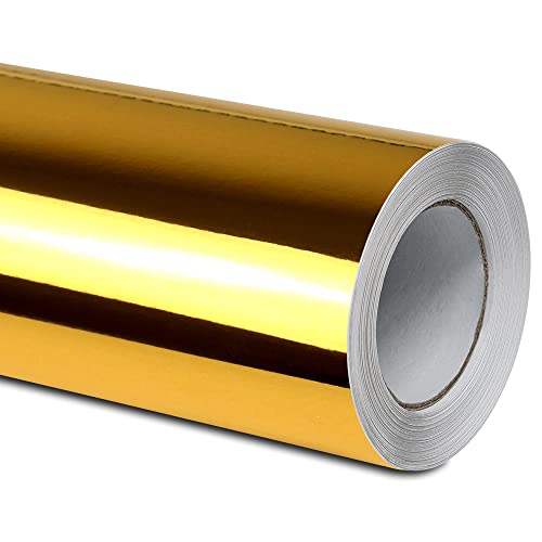 Folindo® Gold Chrom Autofolie (13€/m²) | 200 x 152 cm | Selbstklebende Luftkanal 3D Folie zur Auto Folierung | Blasenfrei