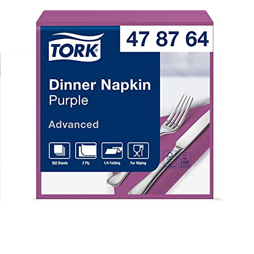 Tork 478764 Dinnerservietten Violett / 2-lagige Papierservietten / Passend für jede Gelegenheit / Advanced Qualität / 12 x 150 (1800) Servietten / 39 x 39 cm (B x L) / 1/4-Falz