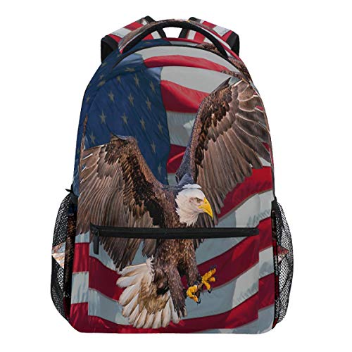Oarencol Rucksack mit amerikanischer Adler-Flagge, USA-Tier-Vogel-Motiv, für Reisen, Schule, College, für Damen, Herren, Mädchen und Jungen