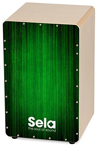 Sela SE 053 Varios Green Snare Cajon mit Sela Snare System, geeignet für Anfänger und Fortgeschrittene, Made in Germany