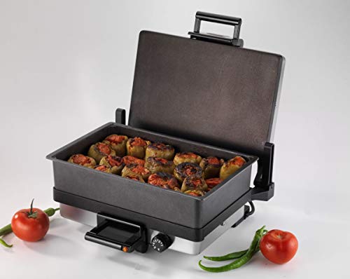 Original Silex Multigrill Kontaktgrill Serie 2019 Elektrischer Tischgrill 610.15.004 + Kasserolle Bratpfanne, Silber