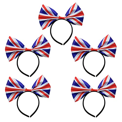 5 dekorative Haarspangen mit britischer Flagge, Bowknot-Stirnbänder for das britische Festival
