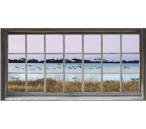 Plage 800450 Wandaufkleber Trompe Fenster Effekt, Flamingo, 60 x 150 cm