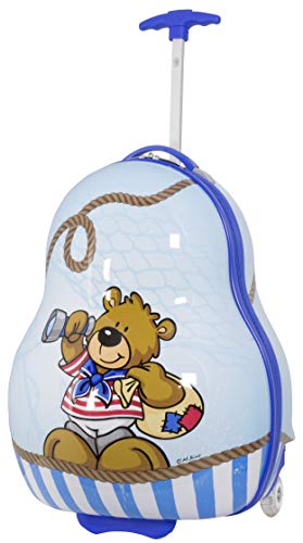 Trendyshop365 Kinder-Koffer Hartschale Teddy-Bär Blau 54 Zentimeter 32 Liter 2 LED-Räder Handgepäck