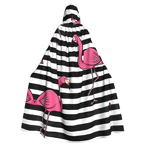 RFSHOP Halloween-Kapuzenumhang für Erwachsene – 100 % Polyesterfaser – übergroße Kapuze mit Fliege – bequem und langlebig, rosa Flamingo