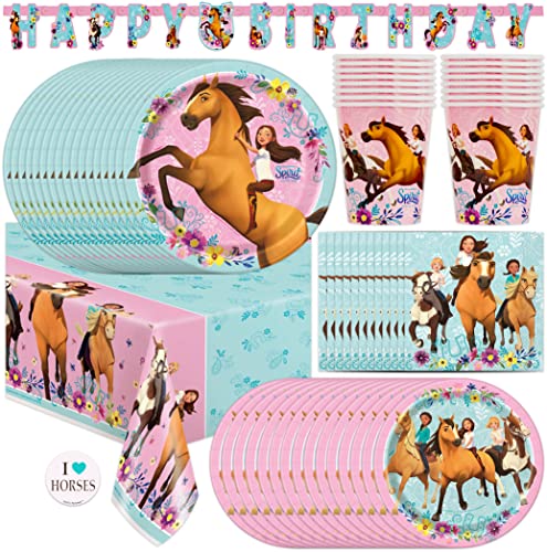 Spirit Riding Free Pferde-Party-Set – Teller, Becher, Servietten, Tischdecke, Banner Dekoration und Aufkleber