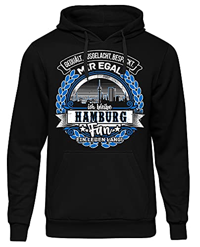 Uglyshirt87 EIN Leben lang Hamburg Herren Kapuzenpullover | Stadt - Hamburg Skyline - Fussball - Sport - Hamburg Pullover - Ultras - Hoodie | Schwarz (XL)