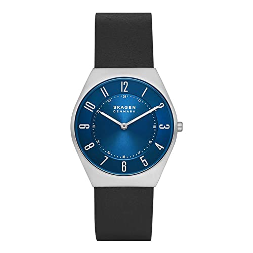 Skagen - GRENEN Ultra Slim Kollektion, SCHWARZ Farbe, LederUhr für Herren SKW6826