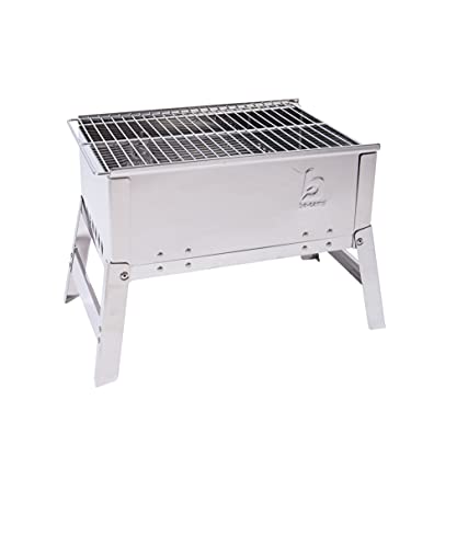 Bo-Camp Compact Deluxe Edelstahl Grill, Silber, 33 x 22,5 x 27,5 cm