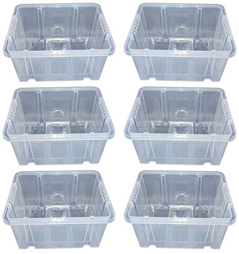 Novaliv 6x Aufbewahrungsboxen ohne Deckel 27L transparente Nestbar Drehstapelbox Euroboxen Kunststoffboxen BPA-frei 44,5x35,5x23 cm für Kistenregal