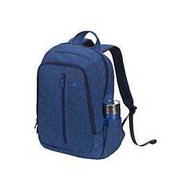 RIVACASE Notebook Rucksack bis 15.6" - Stilvolle Tasche aus wasserabweisenden Material und extra verstärkten Seiten - Blau