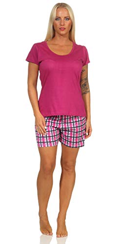 Good Deal Market Damen-Pyjama sommerlicher Schlafanzug kurz leichte Baumwolle Trend Grösse 40-42/M, Pink