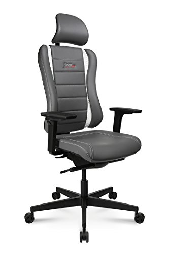 TOPSTAR Sitness RS Pro 2020 ergonomischer Schreibtischstuhl, Bürostuhl mit bewegter Sitzfläche, Gaming-Stuhl grau Weiss