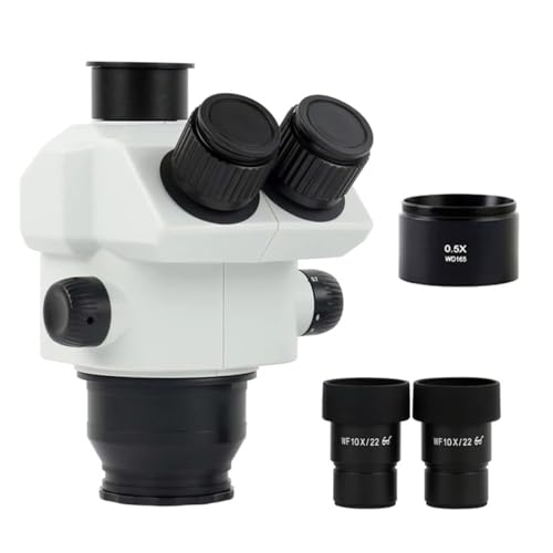 Mikroskop-Zubehör-Kit 7X-60X Simul-Brenn Industrie Trinokular Mikroskop Zoom Stereo Mikroskop Kopf WF10X/22MM große Feld Okular for PCB löten Mikroskopische Objektträger (Size : with 0.5X)
