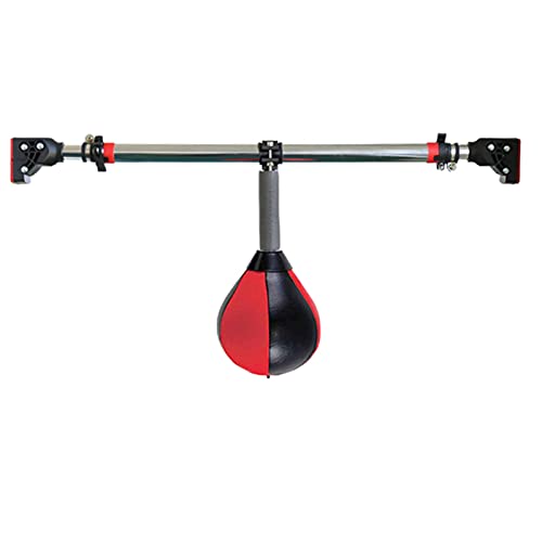 Hängender Speedbag, tragbarer Türboxsack für Erwachsene mit verstellbarem Ständer, Reflexball-Boxsack für das tägliche Training im Fitnessstudio zu Hause (Rot + Schwarz 22 cm (8,6 Zoll))