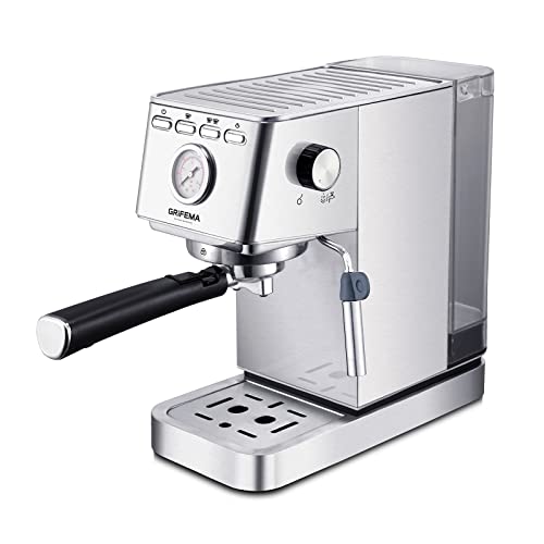 GRIFEMA GC3003 Kaffeemaschine, 1,4 l, für Espresso- und Cappuccino, silberfarben
