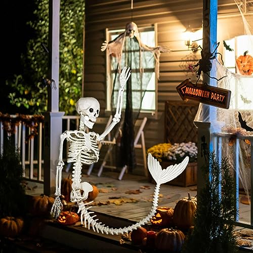 MMLC Halloween Party Dekoration beweglich voller Größe menschlicher Schädel Skelett anatomisch (White)