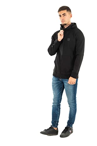 Superdry Mens Code TECH Zip Hood Pullunder, Black, XL