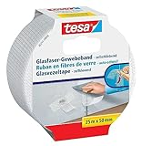 tesa Reparaturband für Risse in Wänden, Glasfaser-Gewebe, selbstklebend, 25m x 50mm (6 Rollen)