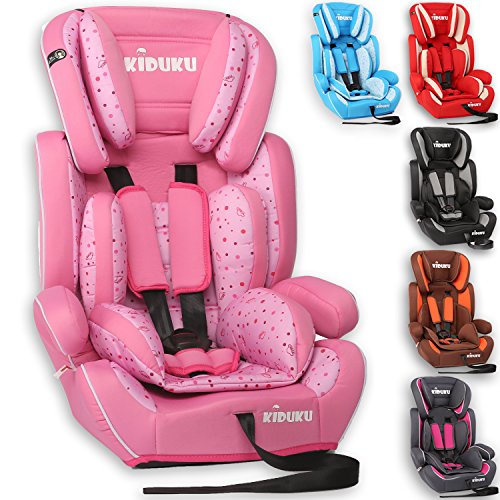 KIDUKU® Kindersitz 9-36 kg (1-12 Jahre) - Autositz ECE R44/04, Gruppe 1/2/3 Autokindersitz Kinderautositz, Rosa/Pink