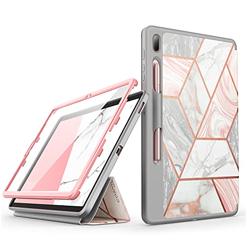 i-Blason Cosmo Hülle für Samsung Galaxy Tab S7 FE 12.4" 2021 360 Grad Case Bumper Schutzhülle Trifold mit Displayschutz Smart Cover mit Auto Sleep/Wake & Pencil Halter (Marmor)