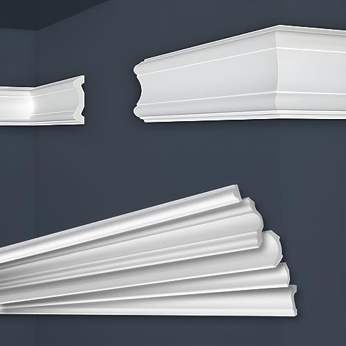 Deckenleisten aus Styropor XPS - Hochwertige Stuckleisten leicht & robust im modernen Design - (50 Meter E-30-20x80mm) Zierleisten