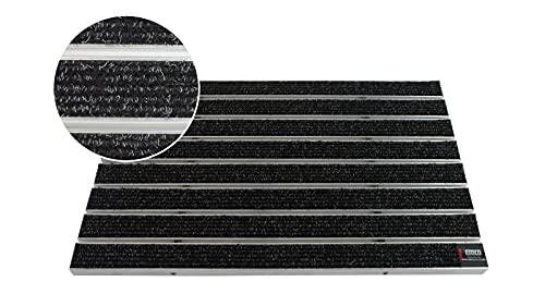 EMCO Eingangsmatte DIPLOMAT Large Rips anthrazit 22mm Fußmatte Schmutzfangmatte Fußabtreter Antirutschmatte, Größe:740 x 490 mm