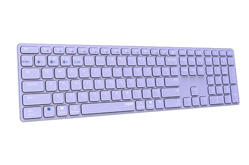 Rapoo | E9800M Multimodale kabellose Tastatur, ultradünne Tastatur, Hotkeys, Akku, kompatibel mit Windows und Mac Violett