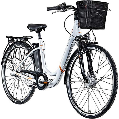 Zündapp E Damenrad 700c E-Bike Pedelec Z510 Citybike Elektrofahrrad 28" Fahrrad (weiß/orange, 48 cm)