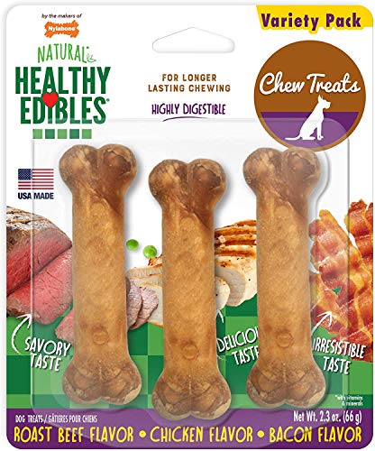 (2 Pack) Nylabone Healthy Edibles Variety Pack Petite 3 Flavored Bones 15lb Dog