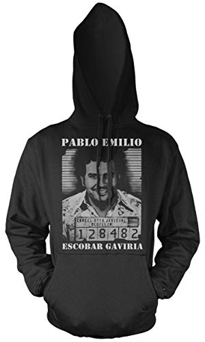Uglyshirt89 Pablo Escobar Männer und Herren Kapuzenpullover | Mugshot Narcos Kolumbien (S, Schwarz)