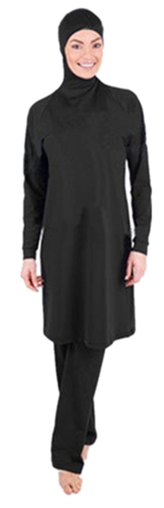 TianMai Muslimischen Badeanzug für Damen Muslim Islamischen Full Cover Bescheidene Badebekleidung Modest Muslim Swimwear Beachwear Burkini (Schwarz, Int'l XL)
