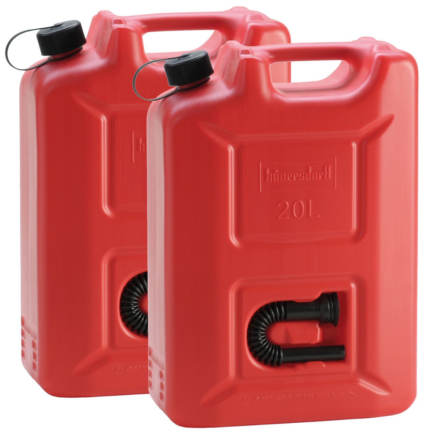 2x Kunststoffkanister Rot mit je 20 Liter Fassungsvermögen